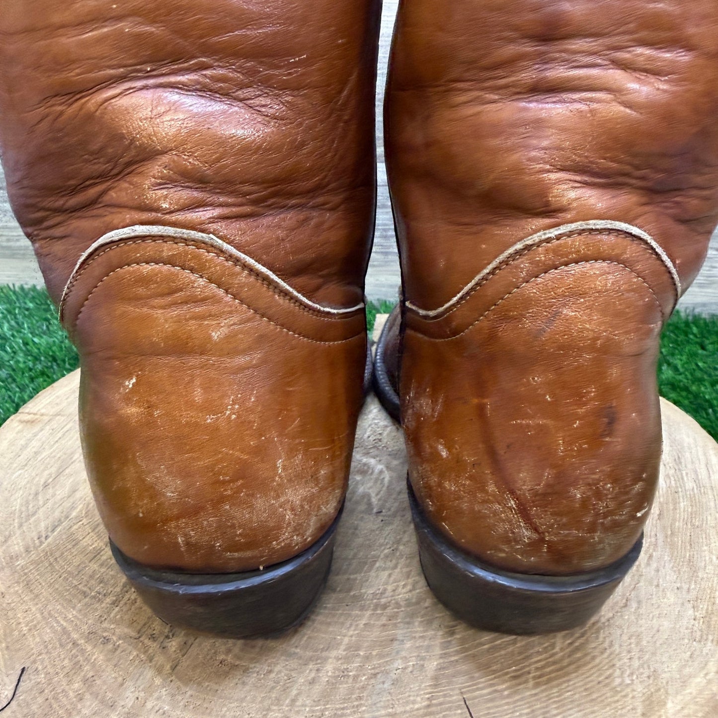 Tony Lama Men - Size 9D - Vintage Marbled Tan Western Cowboy Boots 5085