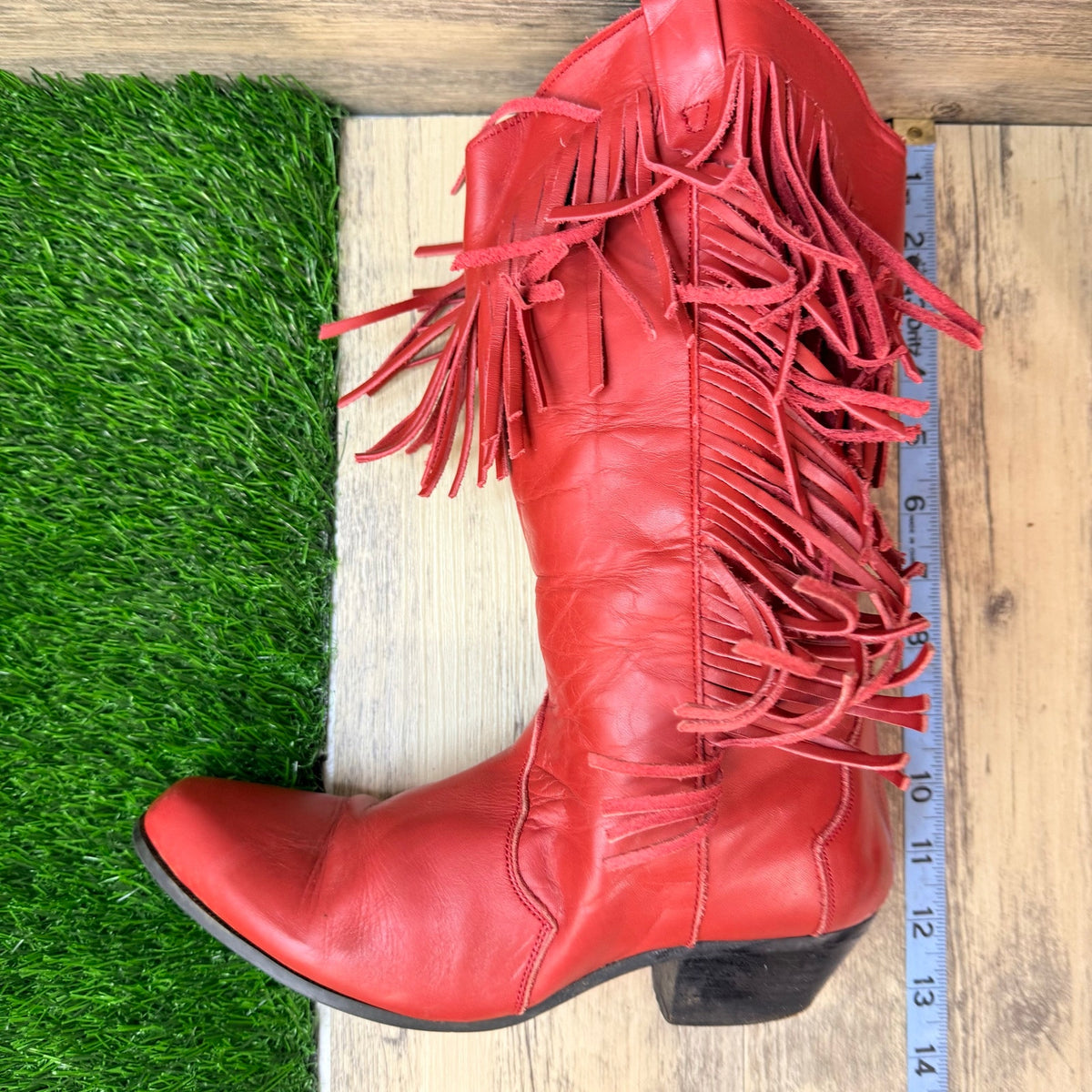 Oak Tree Farms Women - Size 7 - Red Fringe Western Cowboy Boots