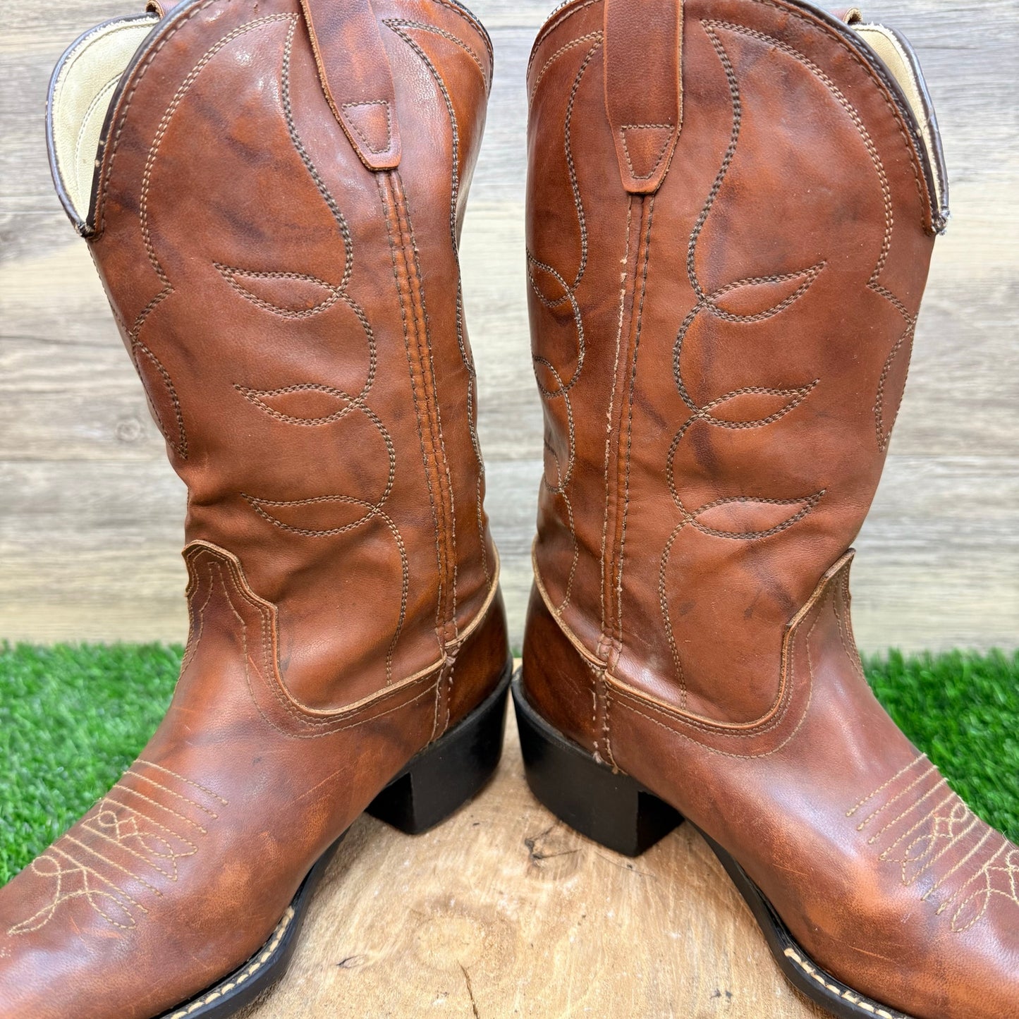 Acme Youth - Size 4.5D - Vintage Brown Western Cowboy Boots 5733