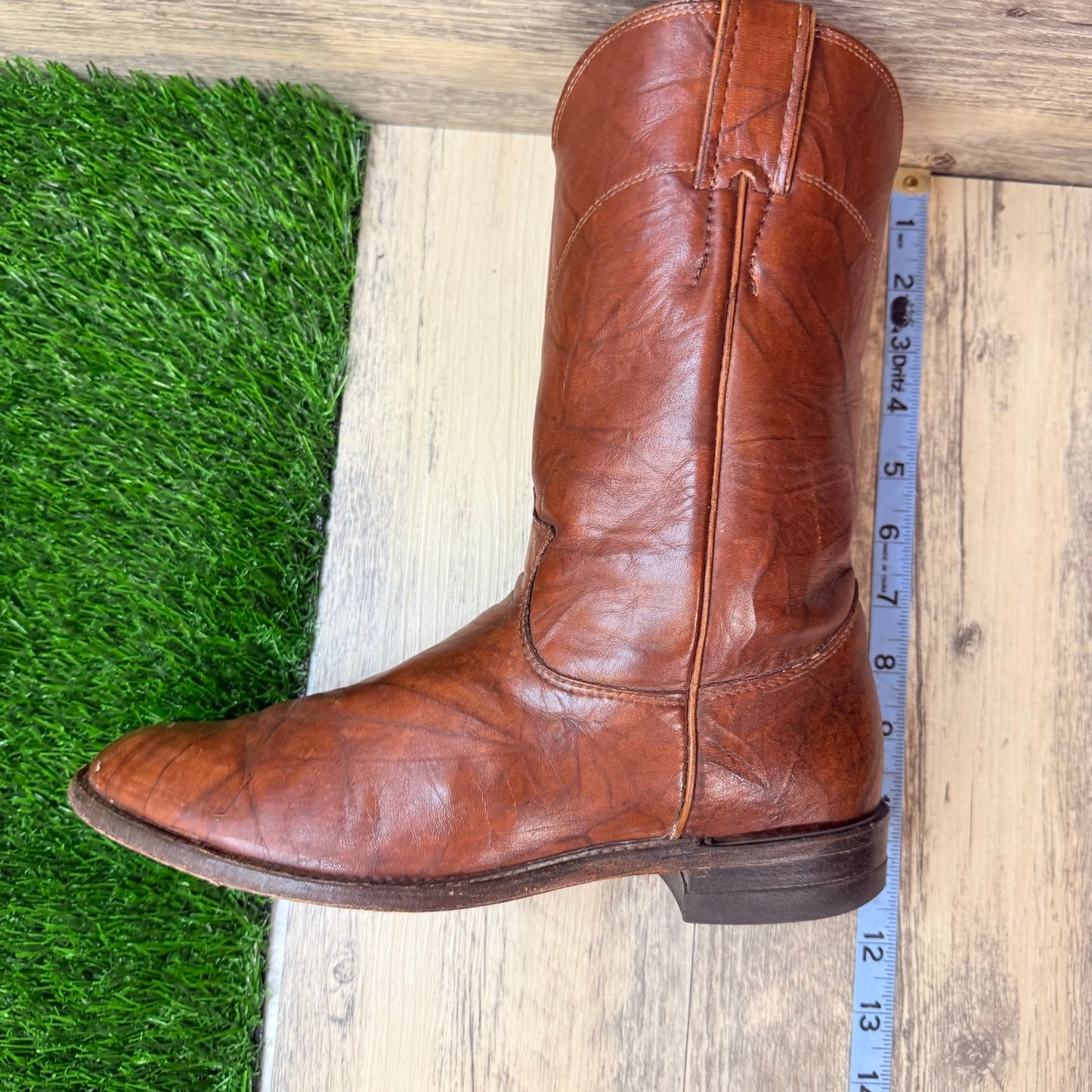 Justin Women - Size 8B - Vintage Marbled Brown Roper Western Cowboy Boots L3163