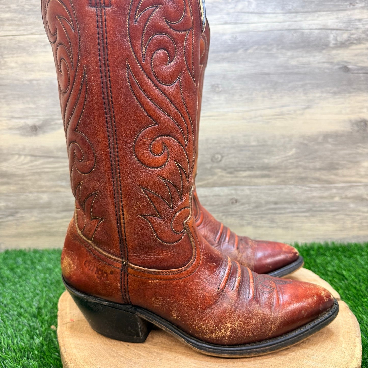 Dingo Men - Size 7.5D - Women 8.5 - Vintahe Copper Flame Cowboy Boots 7779