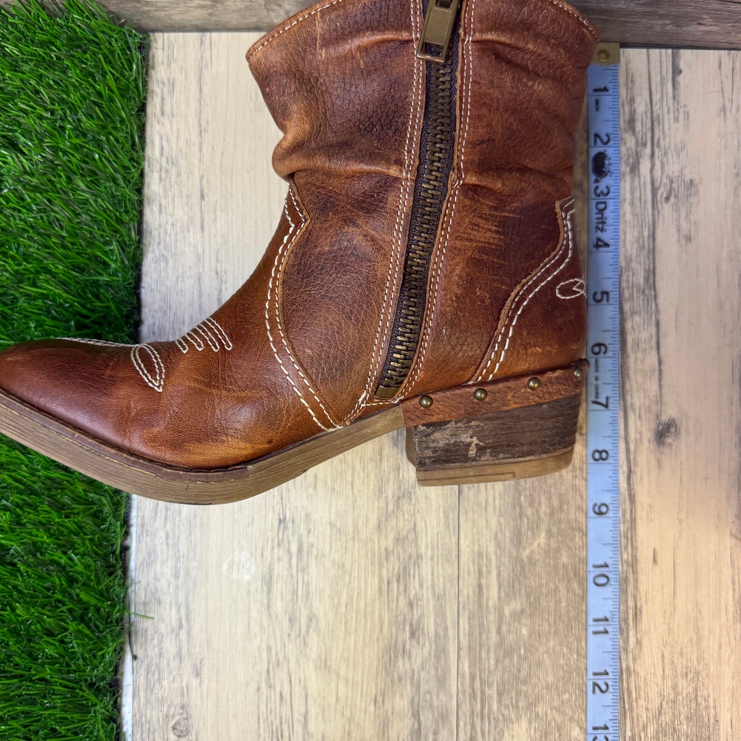 Sundance Women - Size 6.5 - Brown Studded Ankle Zipper Boots