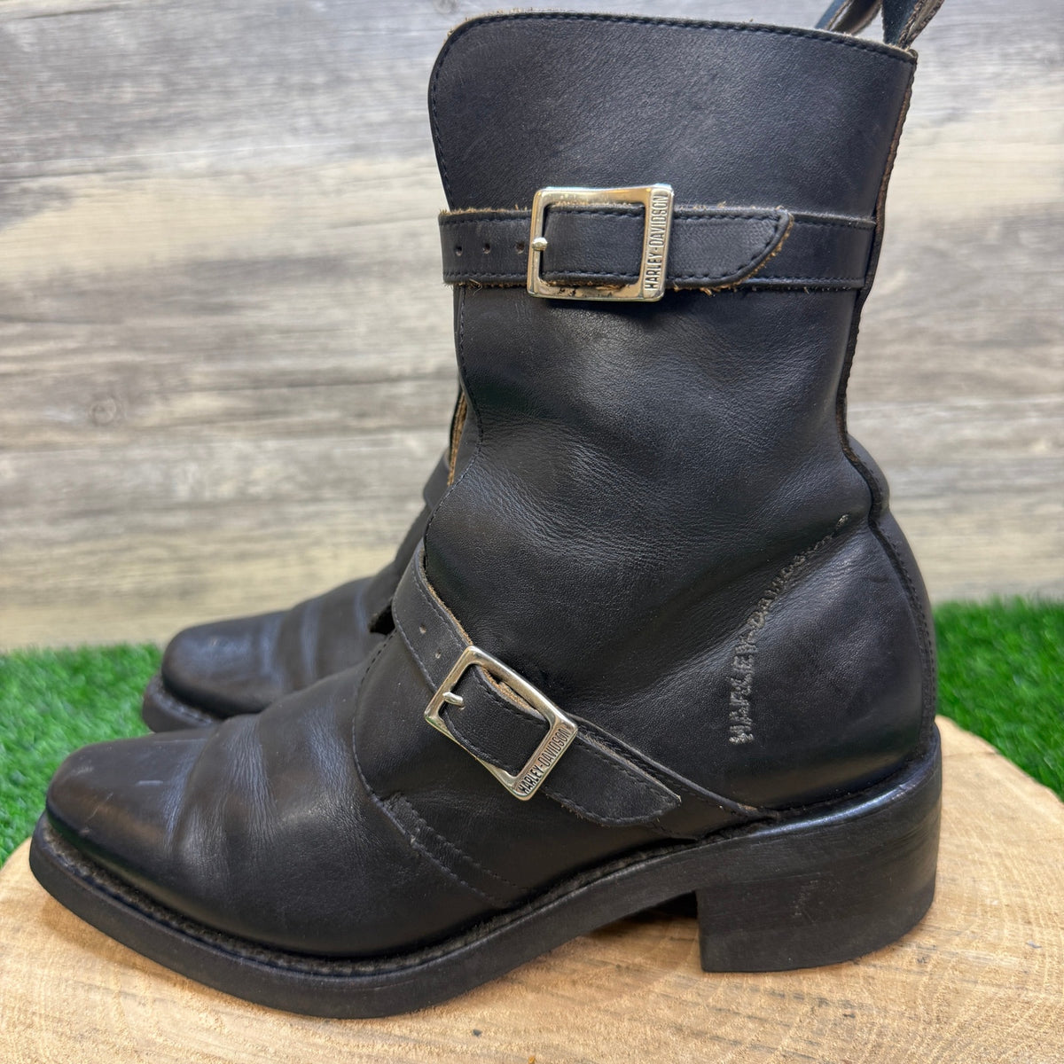 Harley Davidson Women - Size 7 - Black Buckle Moto Boots Style 98400-97VW
