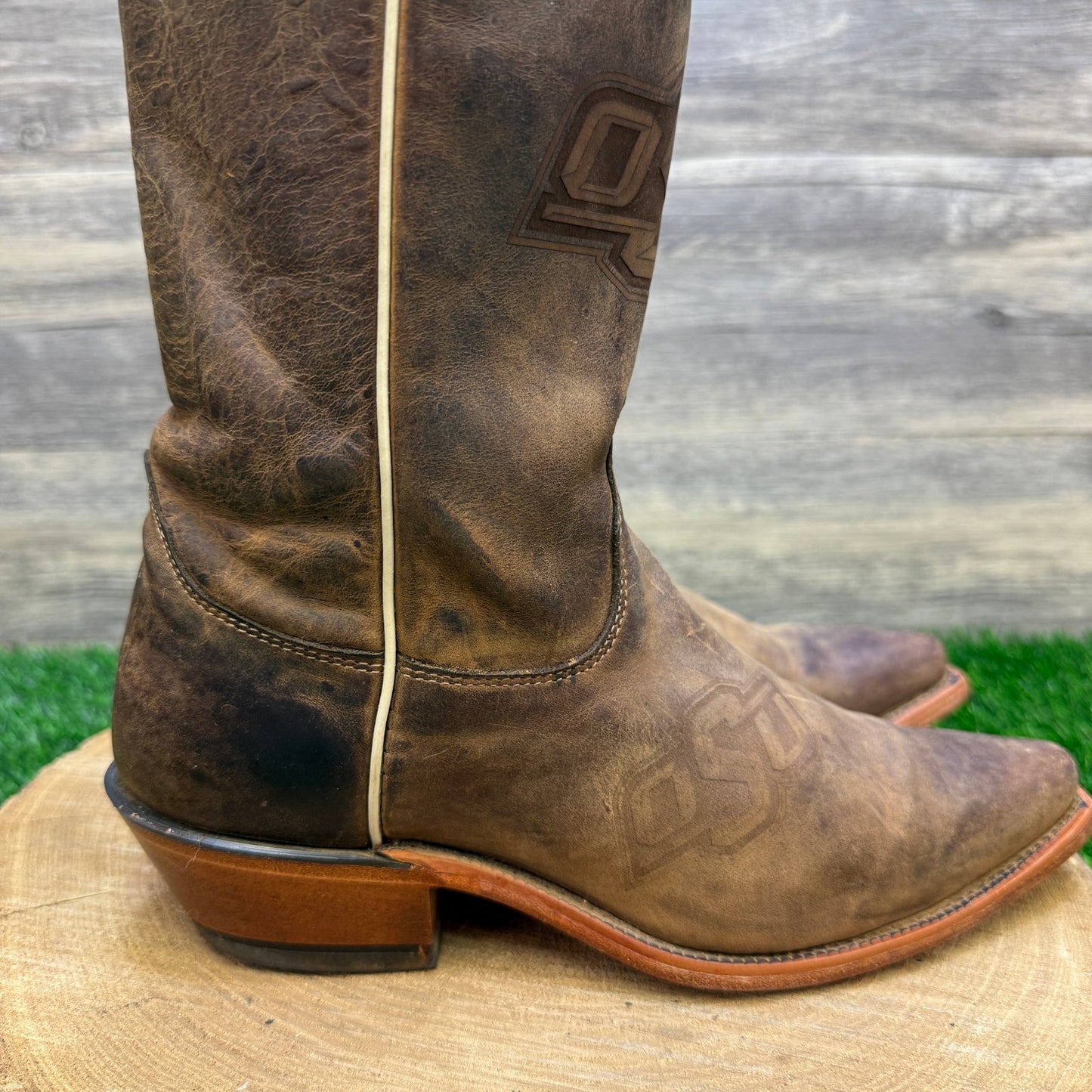Nocona Women - Size 7B - Brown Oklahoma State University Snip Toe Cowboy Boots