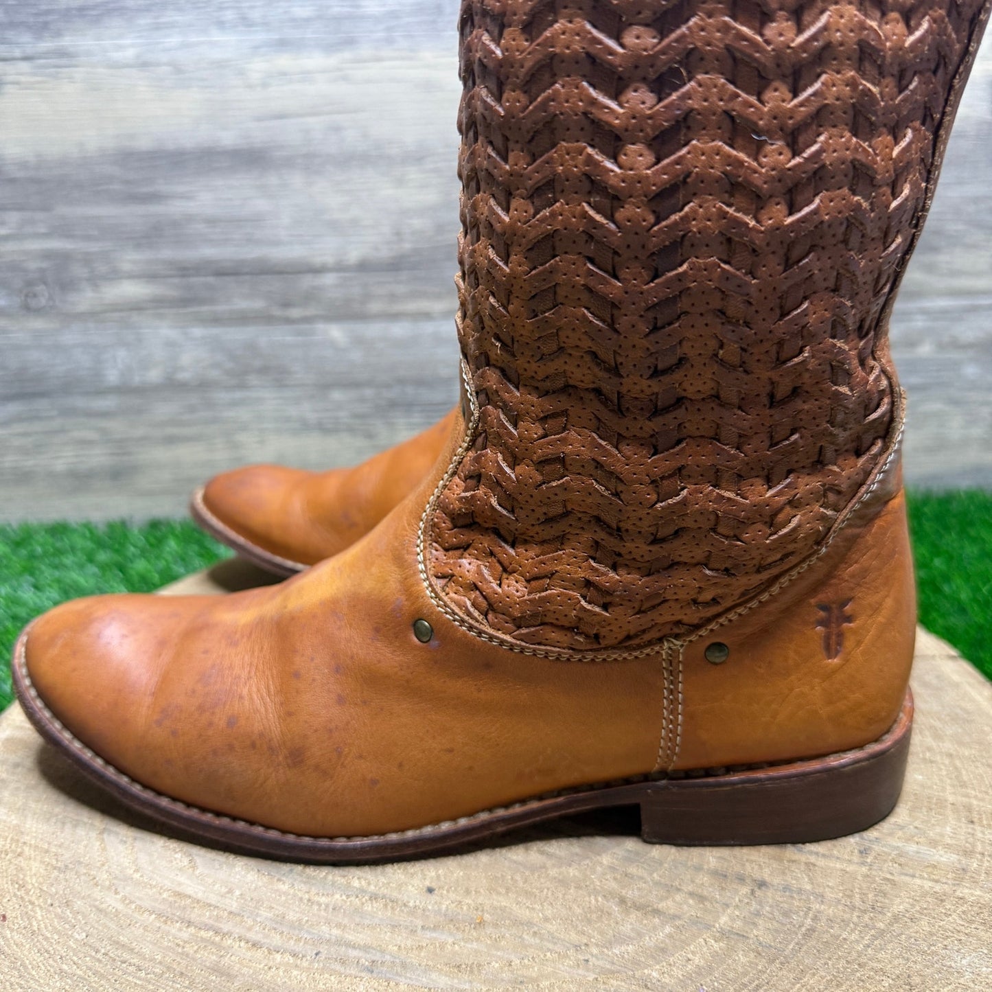 Frye Women - Size 7.5B - Carmel Weave Riding Boots Style 77970