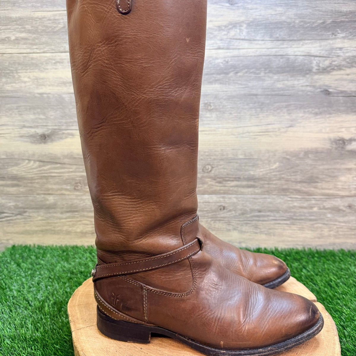 Frye Women - Size 7B - Brown Lindsay Plate Riding Boots 76976
