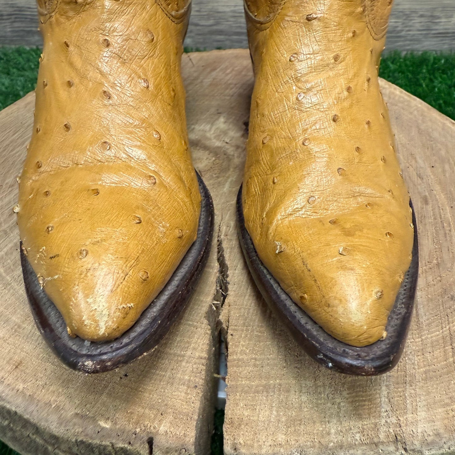 Nocona Women - Size 6.5B - Camel Color Patchwork Ostrich Cowboy Boots 47941