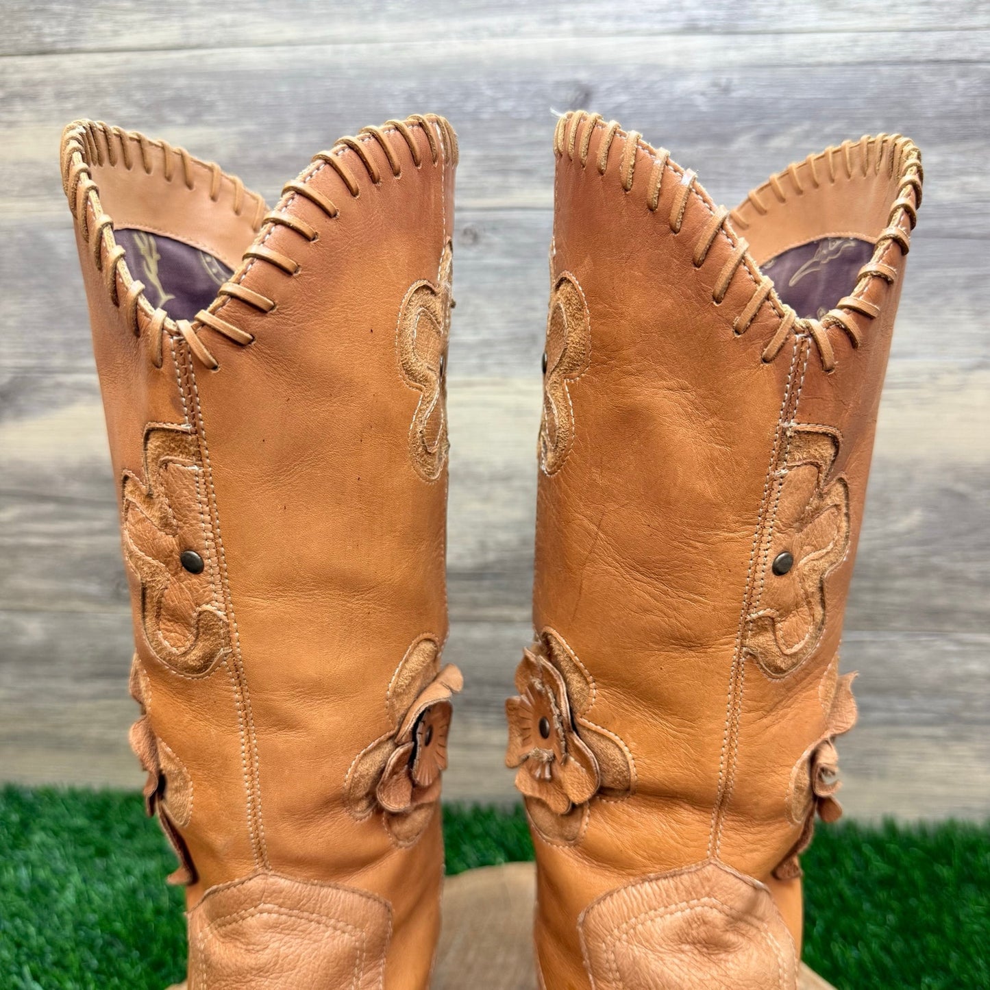 Mia Women - Size 7M - Beige Boho Floral Western Cowboy Boots C9442