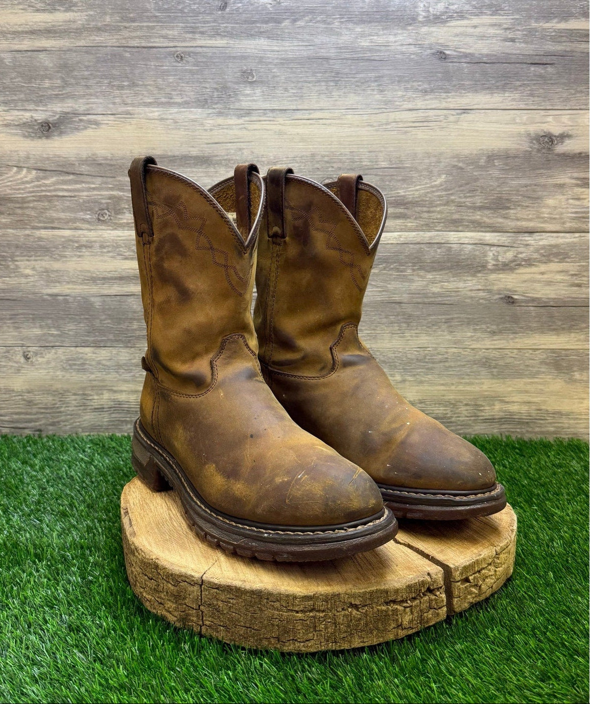 Rocky Men - Size 11.5W - Tan Pull Up Cowboy Boots Style 106