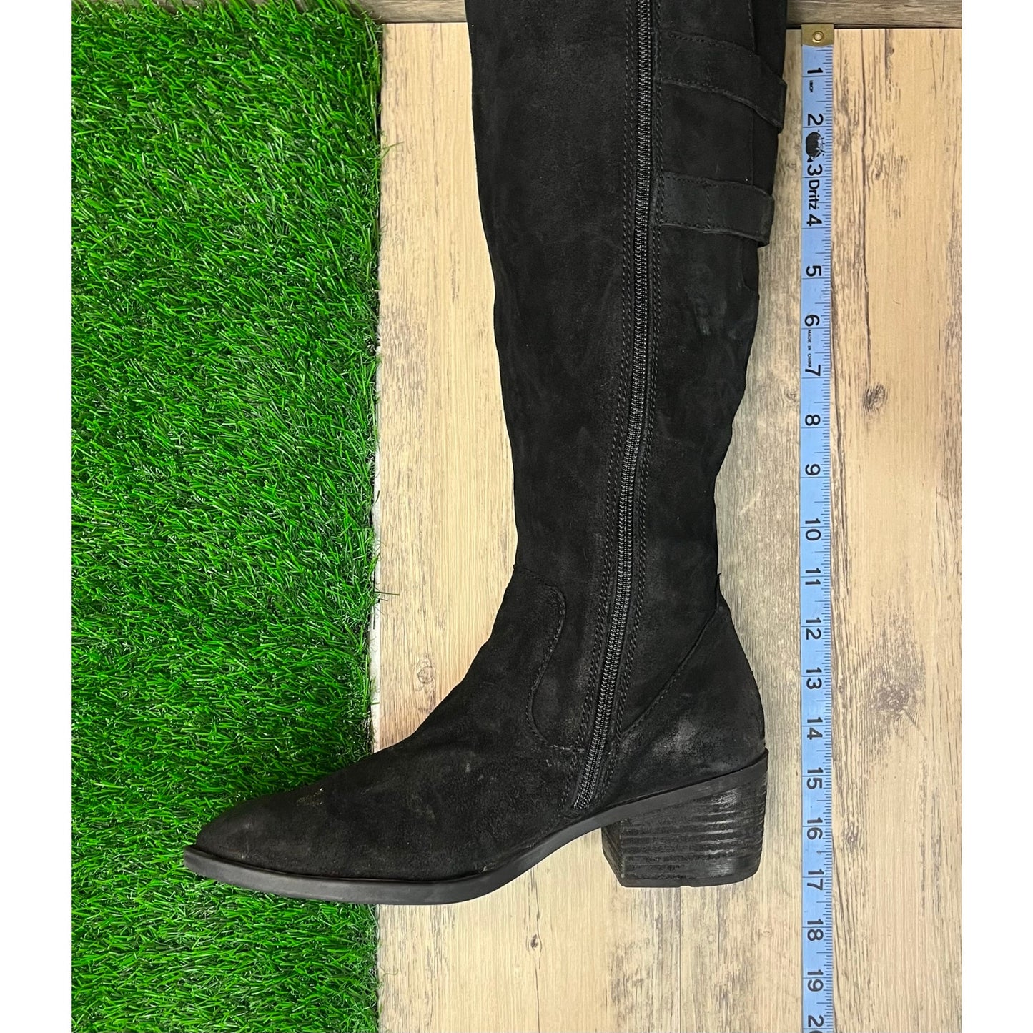 Born Women - Size 9M - Black Suede Tall Shaft Zipper Boots Style F35209