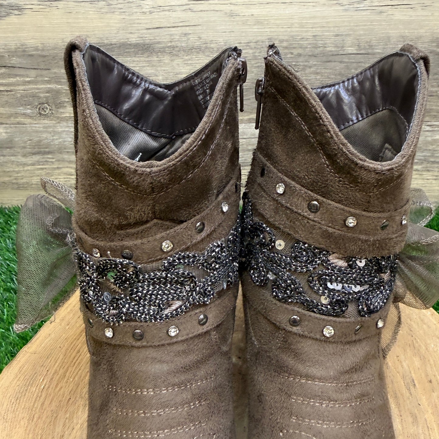 Dolce Women - Size 7M - Fawn Faux Suede Strappy Boots Style Briar