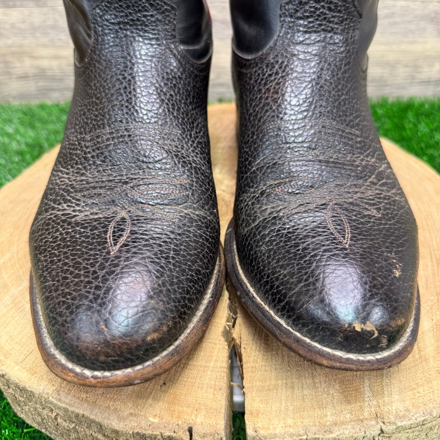 Tony Lama Men - Size 10EE - Black Bullhide Red Stitch Cowboy Boots Style 2022