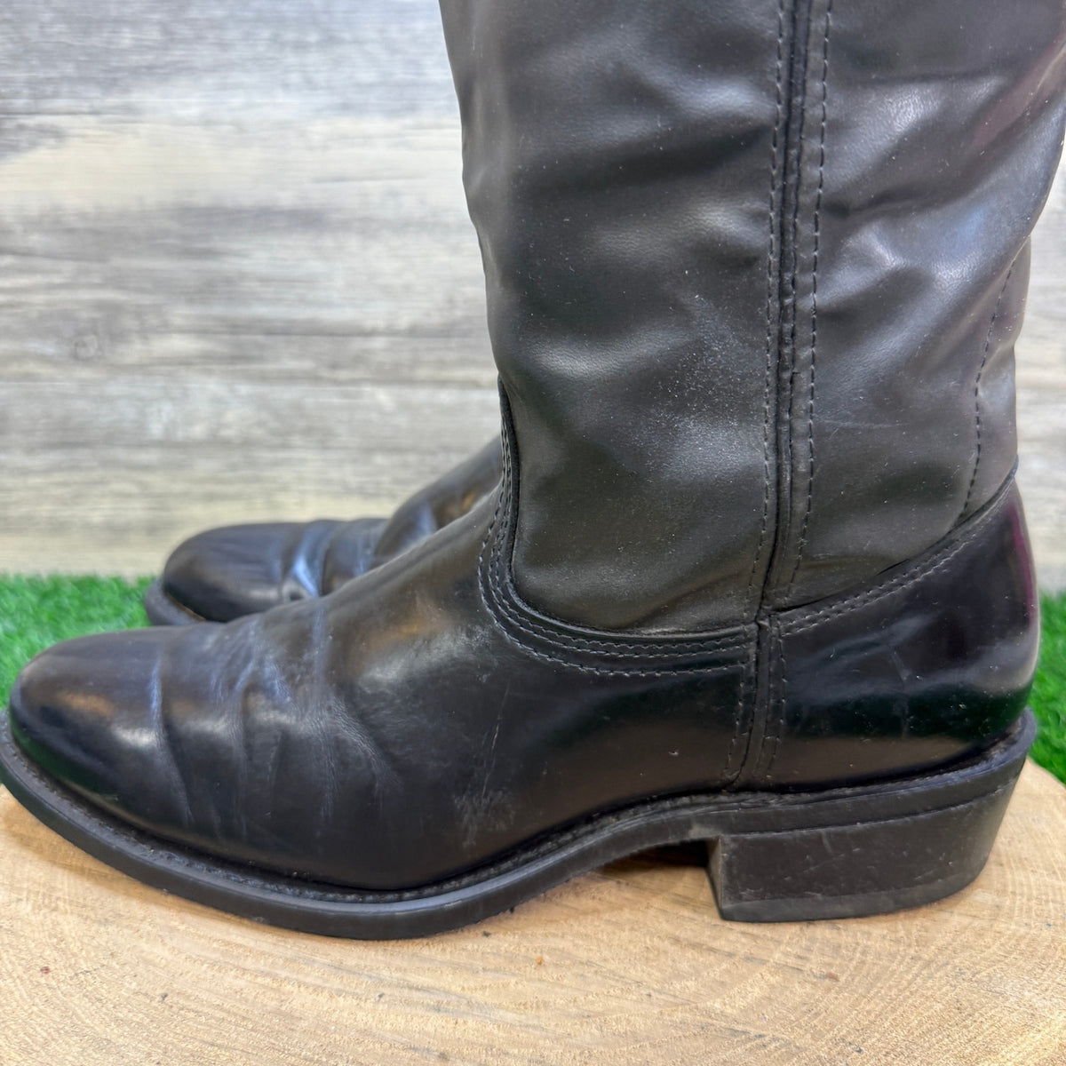 Durango Men - Size 9.5D - Vintage Black Smooth Made in USA Cowboy Boots 9690