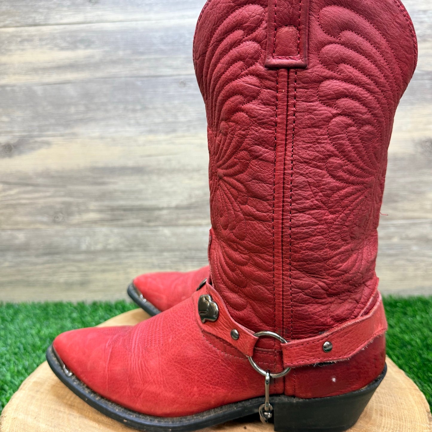 Masterson Women - Size 8M - Red Heart Harness Western Cowboy Boots Style RB7483