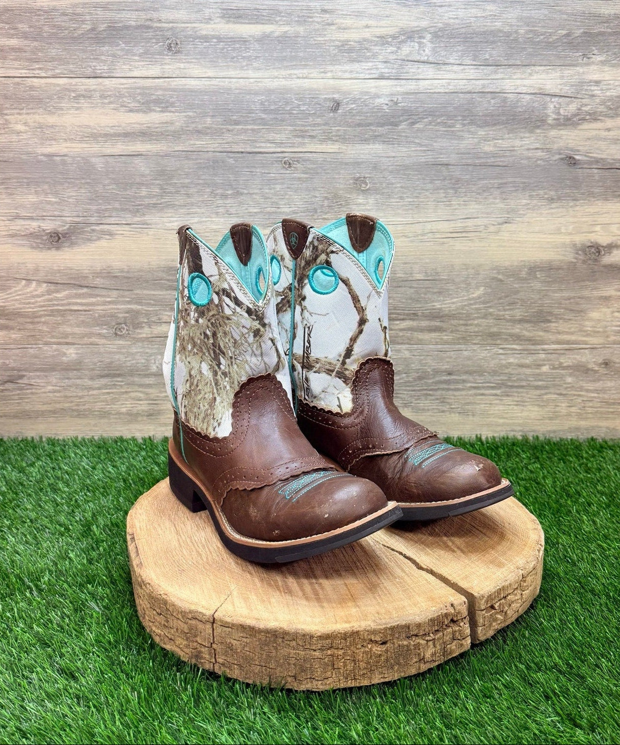 Ariat Women - Size 10.5B - Brown / White Camo Fatbaby Cowboy Boots 10009503