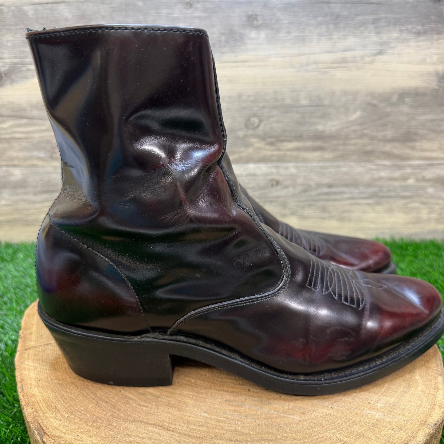 Laredo Men - Size 9.5D - Black Cherry Ankle Zipper Western Cowboy Boots 62008
