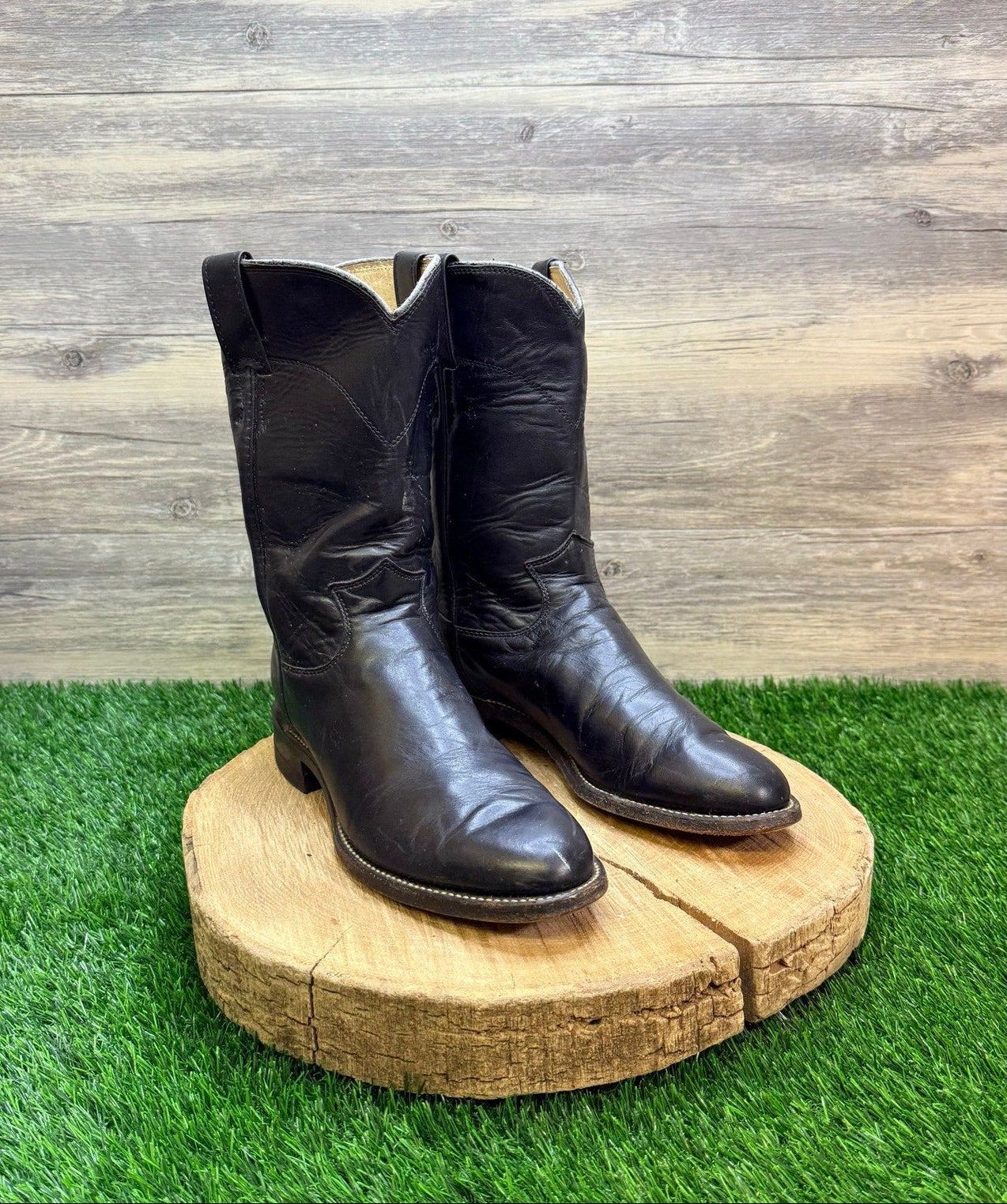 Justin Men - Size 7.5D - Black Roper Cowboy Boots 3133
