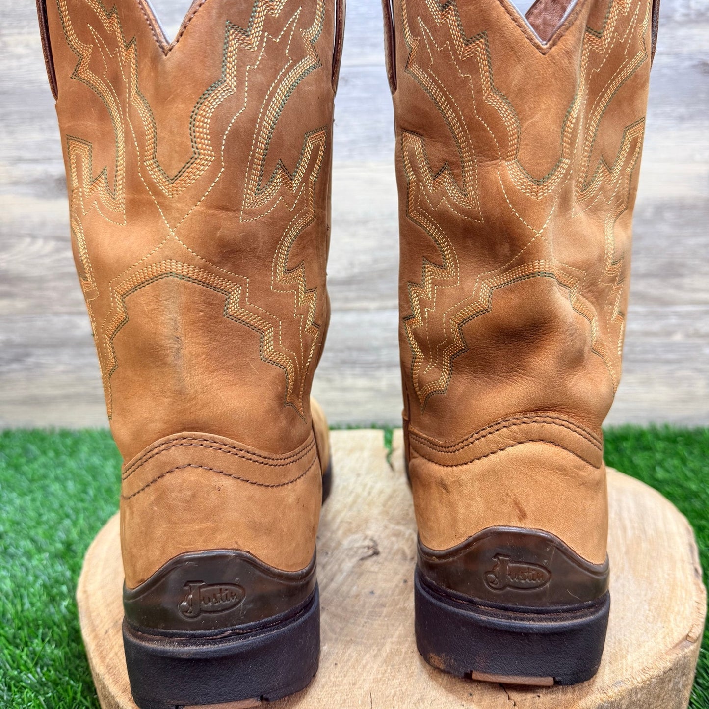 Justin Men - Size 10D - Tan George Strait Western Cowboy Boots 9013