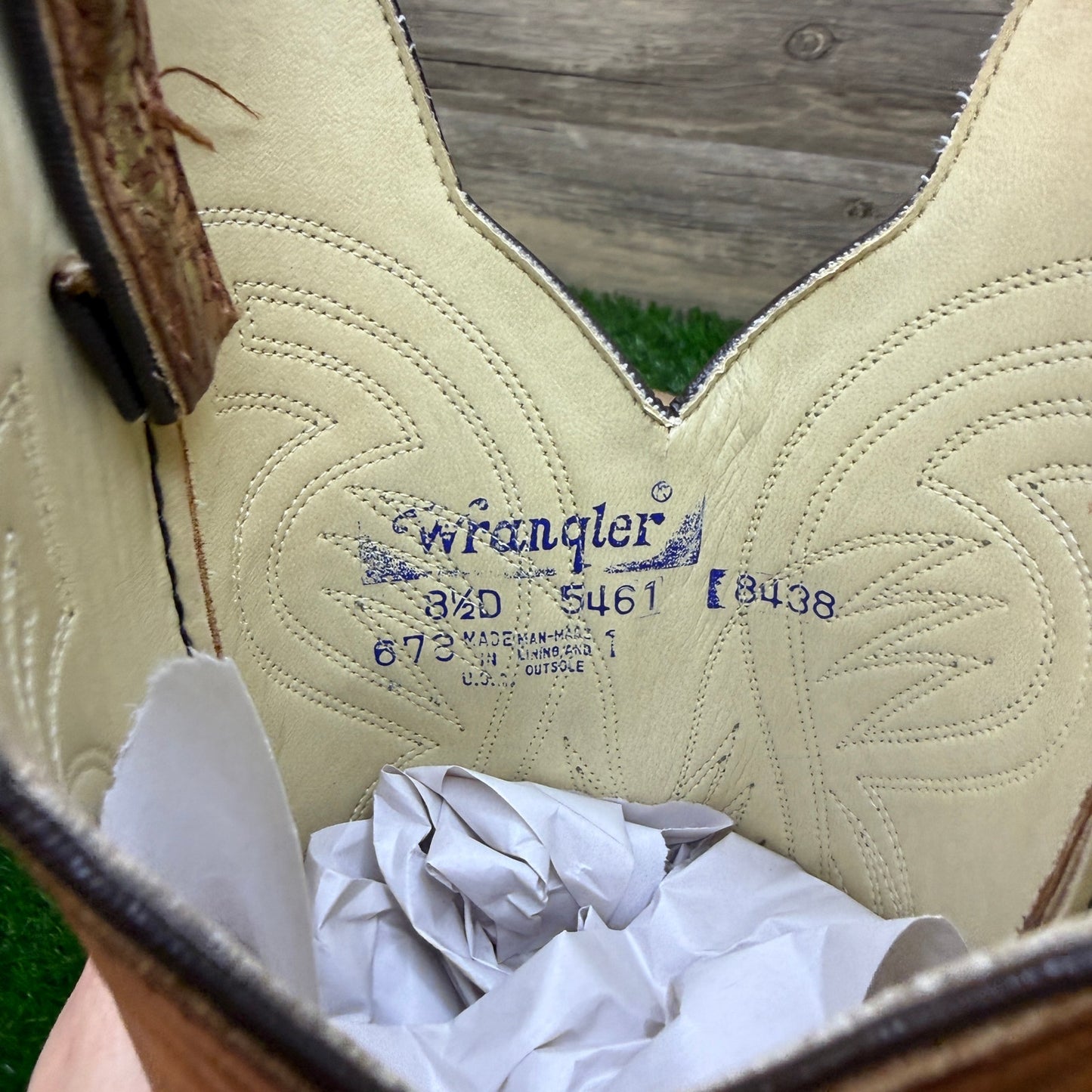 Wrangler Men - Size 8.5D - Vintage Tan Exotic Print Faux Leather Cowboy Boots