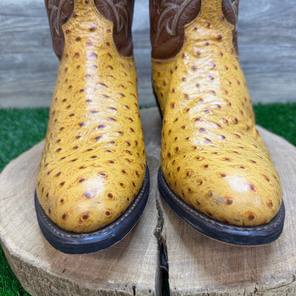 Laredo Men - Size 12EW - Golden Stephenville Ostrich Print Cowboy Boots 68032