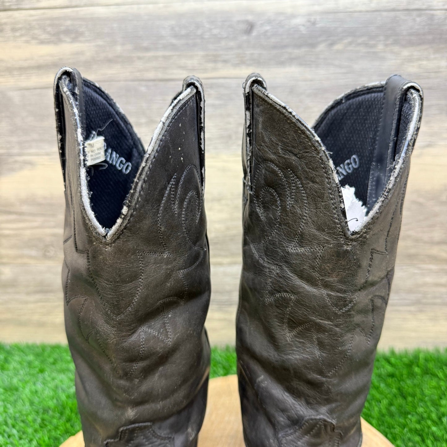 Durango Women - Size 7M - Vintage Black Toe Plate Western Cowboy Boots RP540