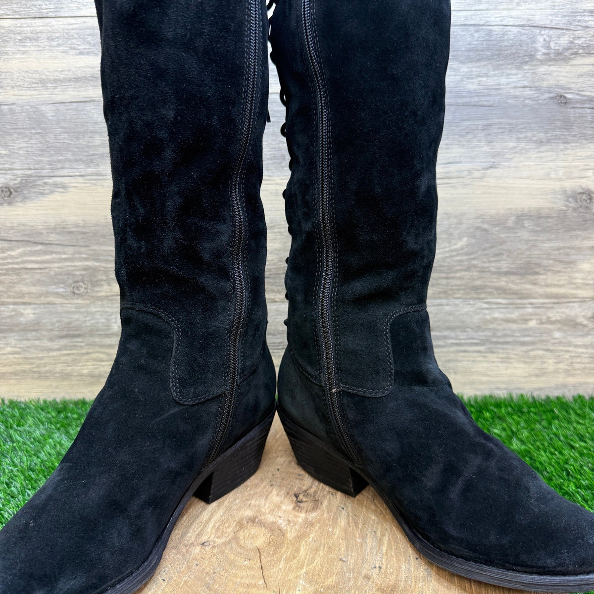 Sofft Women - Size 9.5M - Black Suede Laced Tall Boots Style 34221