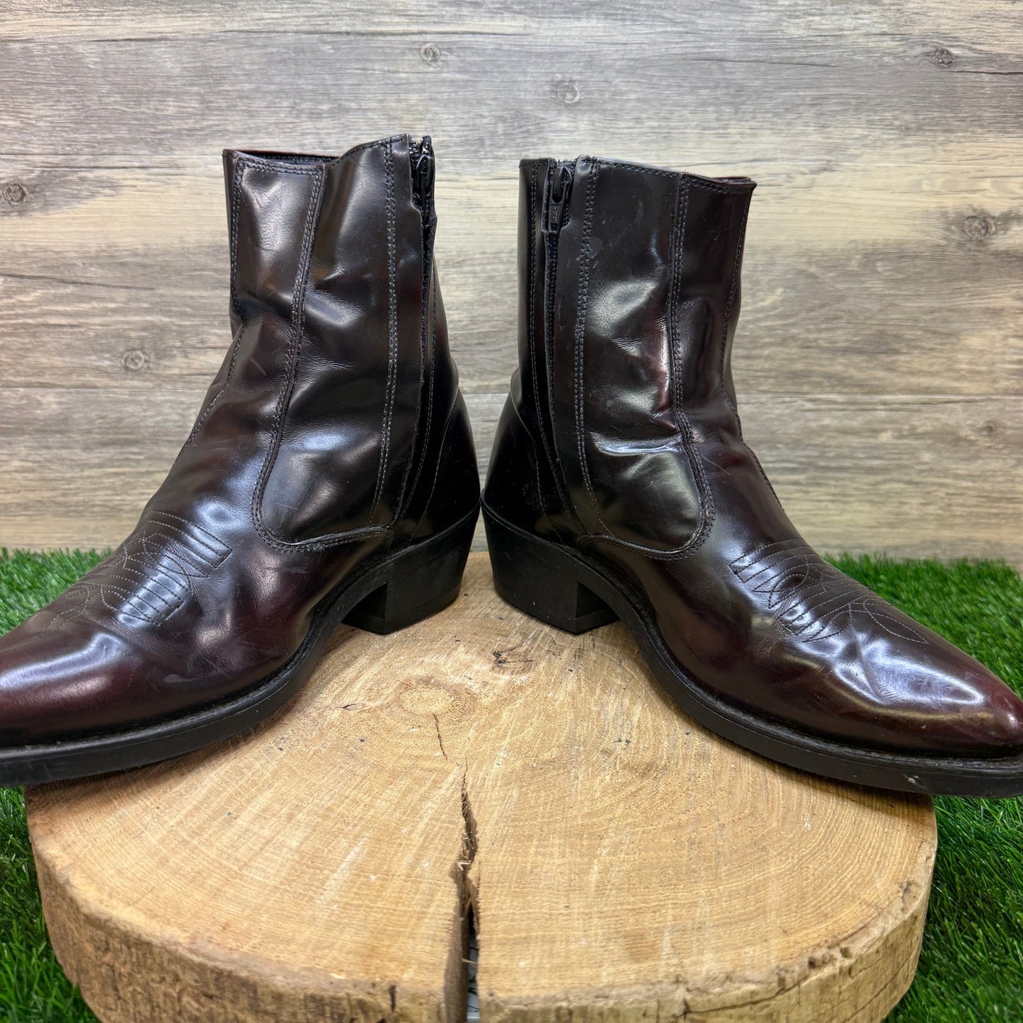 Laredo Men - Size 9.5D - Black Cherry Ankle Zipper Western Cowboy Boots 62008