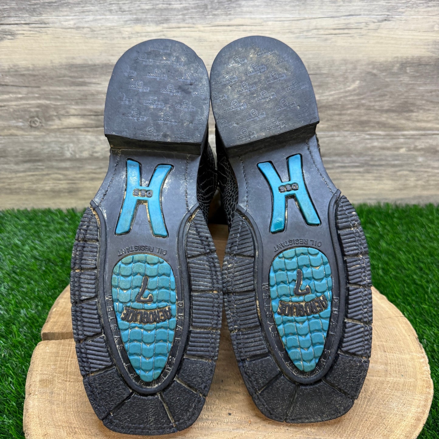 Double H Men - Size 8.5D - Black/Cream Caiman Steel Toe Work Boots DH5230