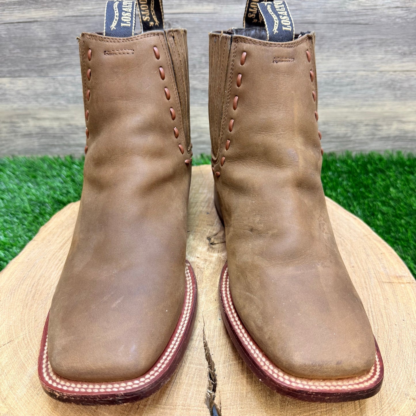 Los Altos Women - Size 8 - Tan Soft Leather Square Toe Ankle Boots 7285