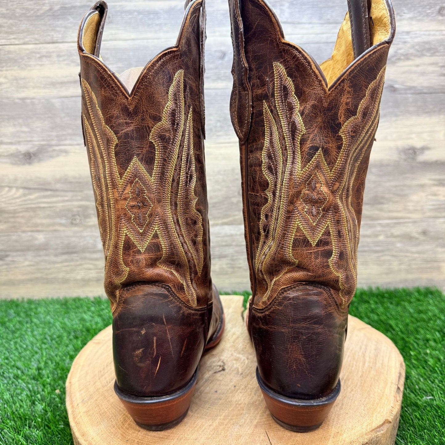 Justin Women - Size 7.5M - Chocolate Square Toe Western Cowboy Boots L2680