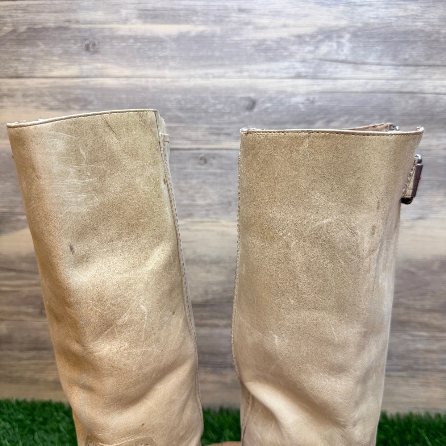 Gianni Bini Women - Size 9M - Sand Harness Buckle Zipper Moto Boots