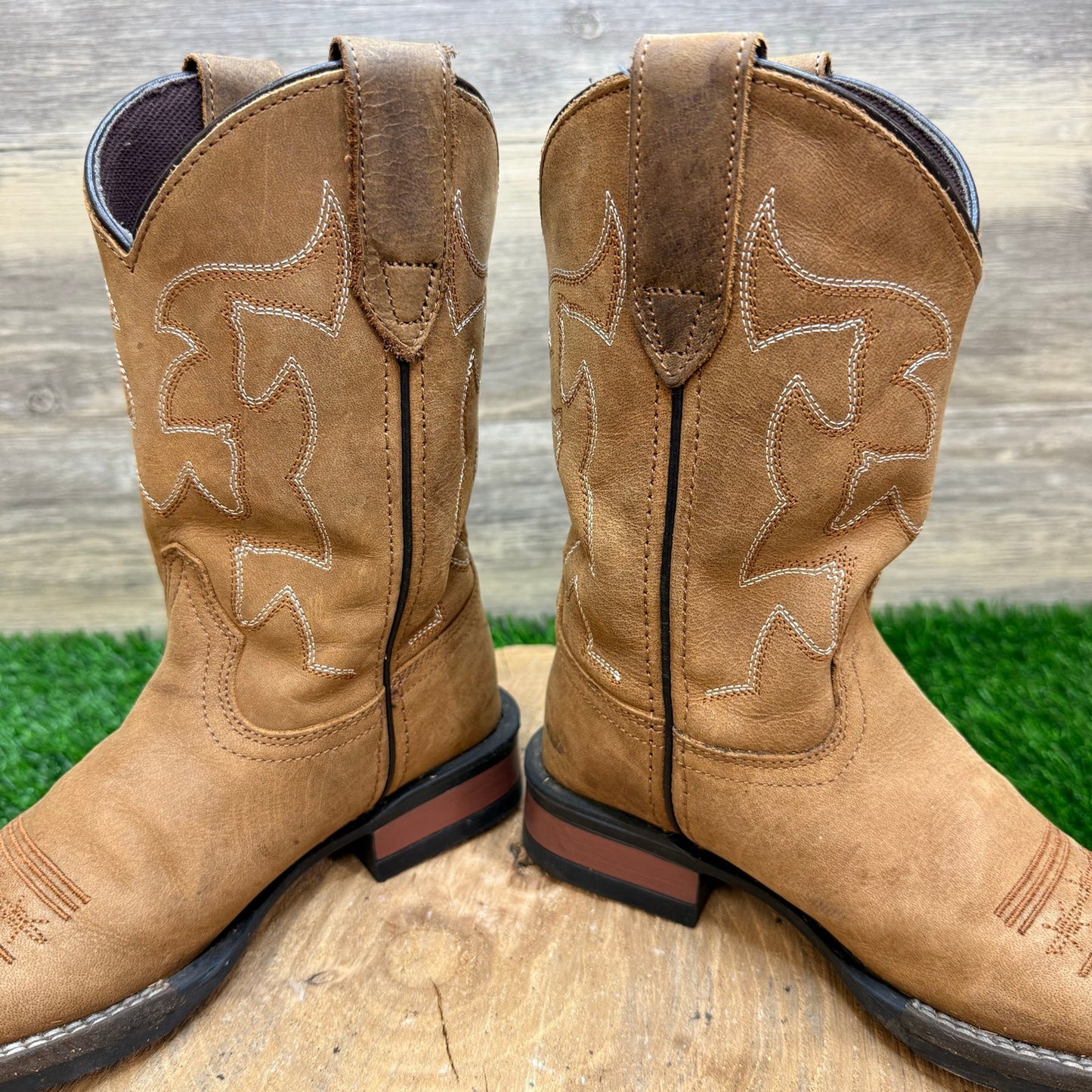 Roper Youth - Size 13 - Tan Suede Square Toe Cowboy Boots 1200BR