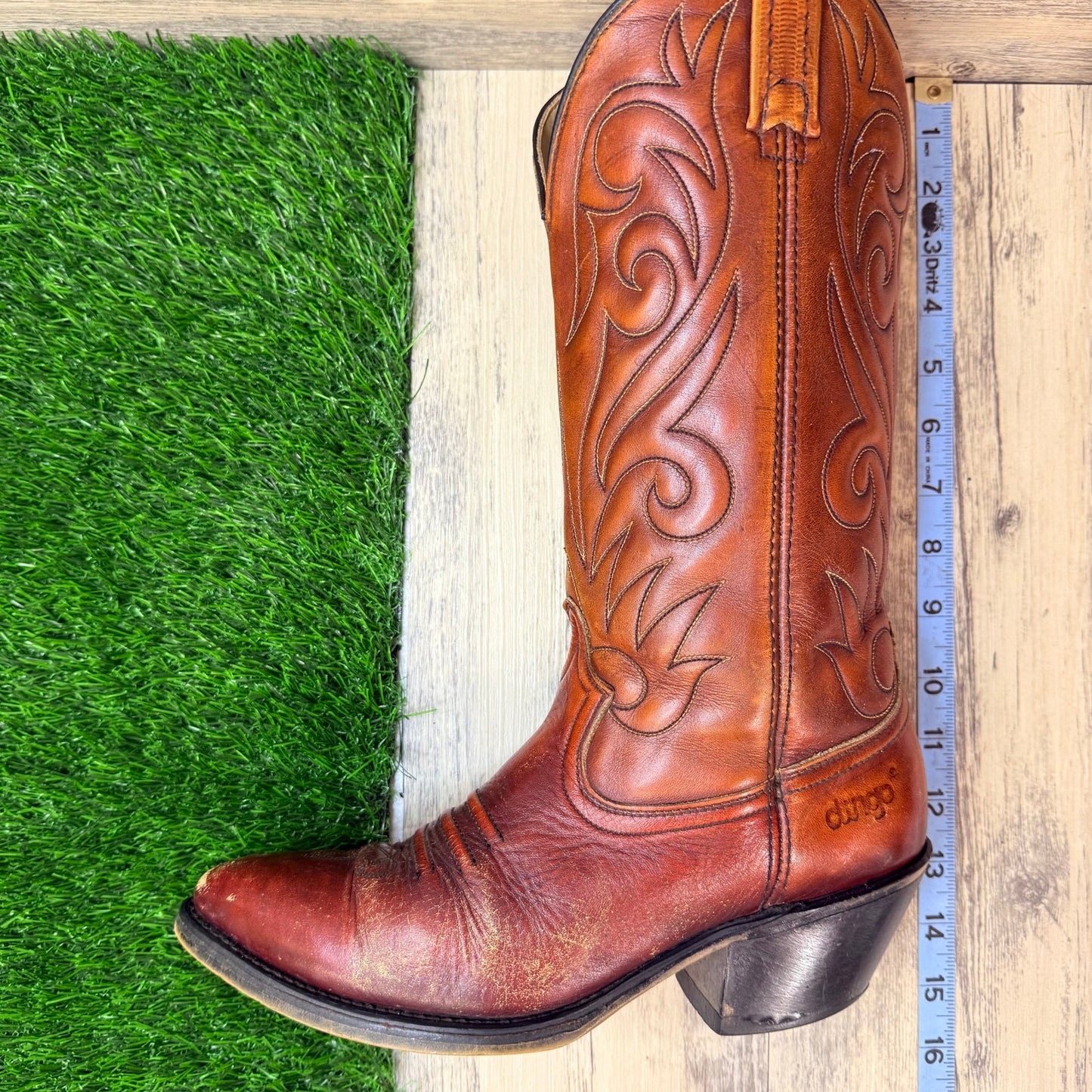 Dingo Men - Size 7.5D - Women 8.5 - Vintahe Copper Flame Cowboy Boots 7779