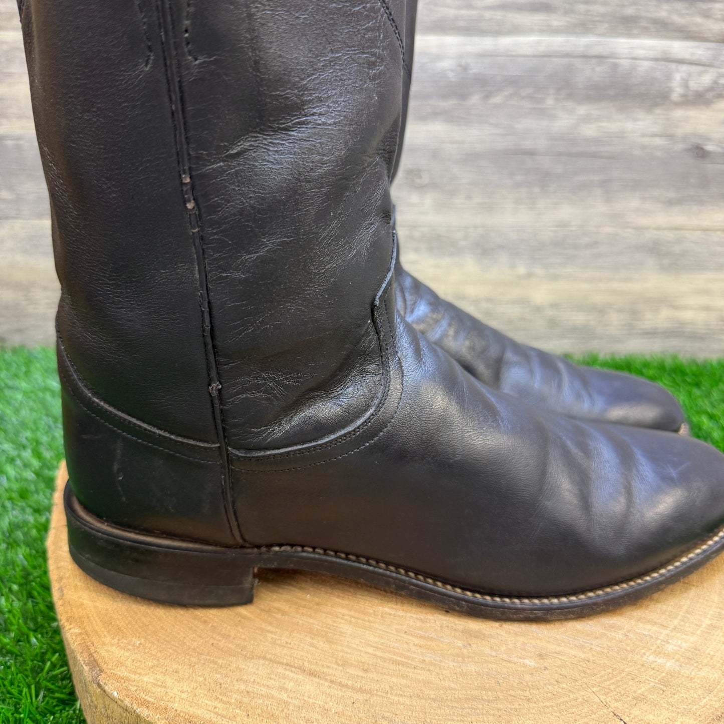 Justin Men - Size 9D - Black Roper Cowboy Boots Style 3133