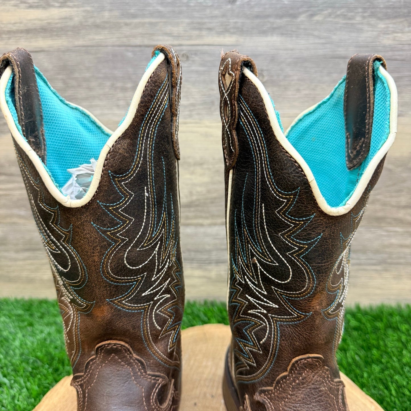 Justin Gypsy Women - Size 5B - Brown / Turquoise Cowboy Boots L2911