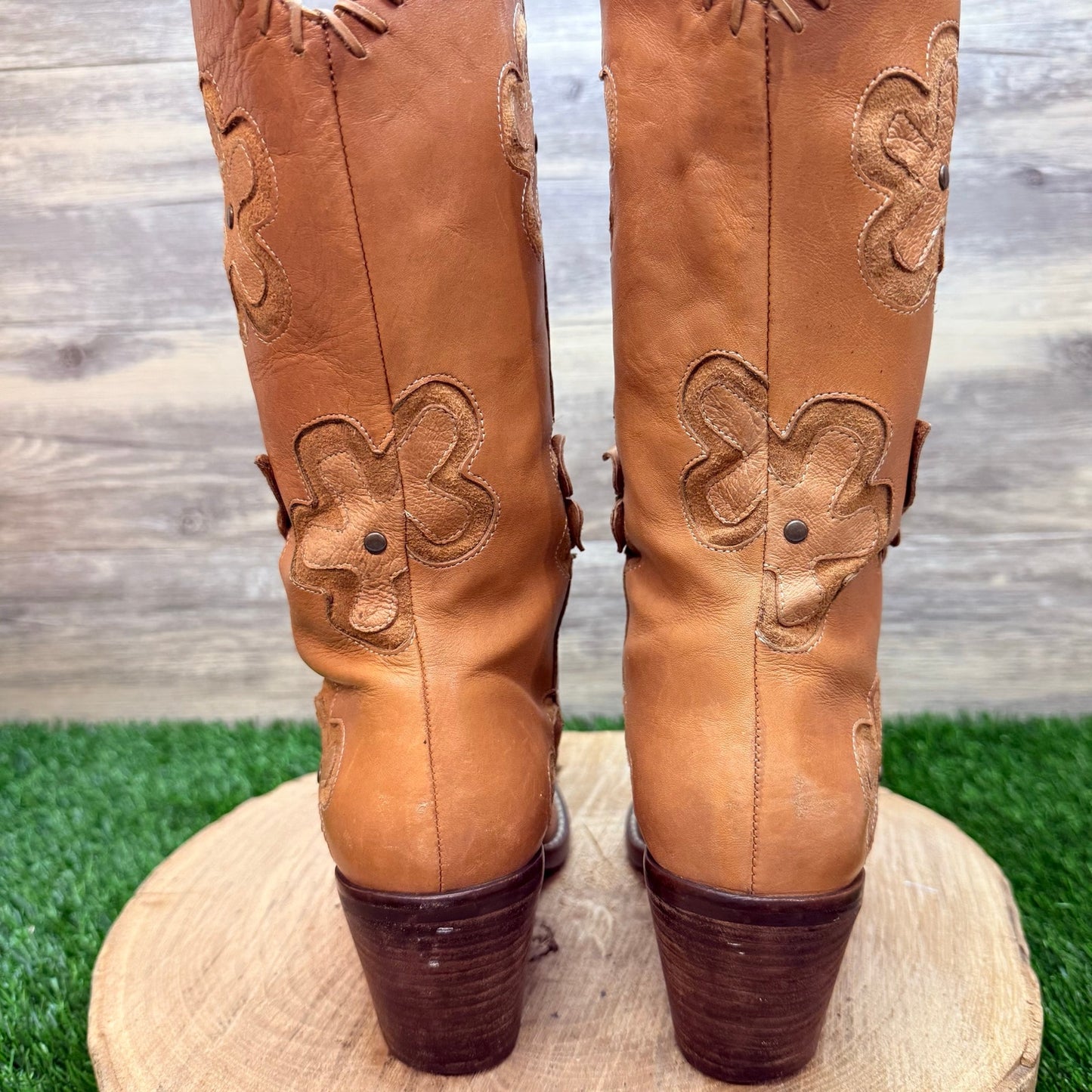 Mia Women - Size 7M - Beige Boho Floral Western Cowboy Boots C9442