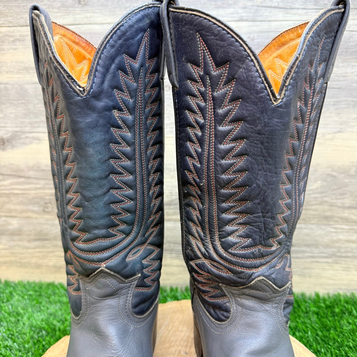 Iron Age Men - Size 8D - Vintage Black / Gray Steel Toe Cowboy Boots 5077