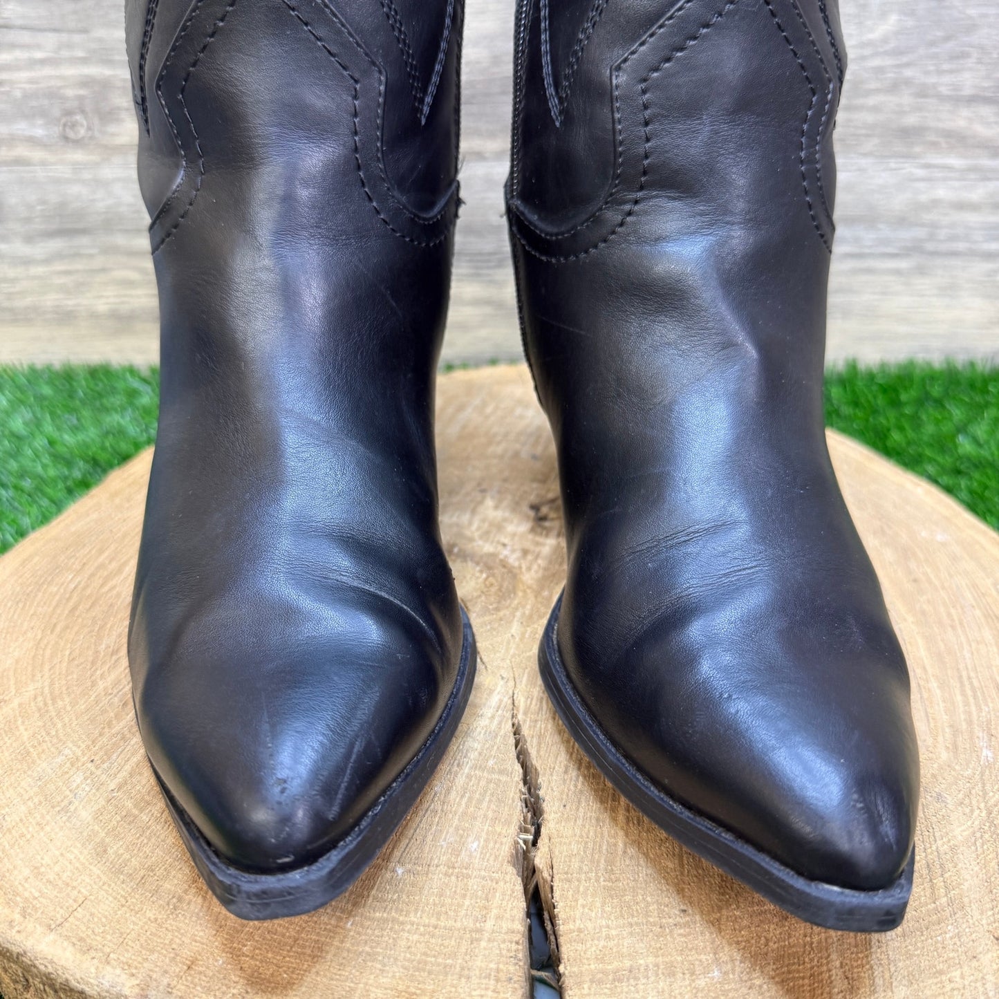 Madden NYC Women - Size 7.5 - Black Faux Leather Zipper Tall Boots Style 25193