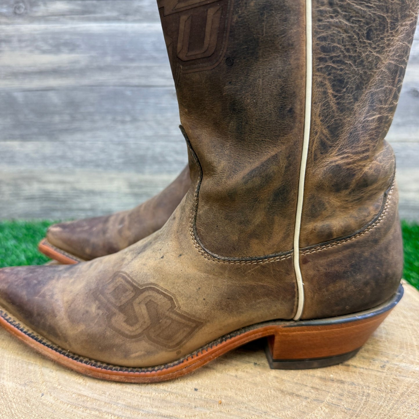 Nocona Women - Size 7B - Brown Oklahoma State University Snip Toe Cowboy Boots