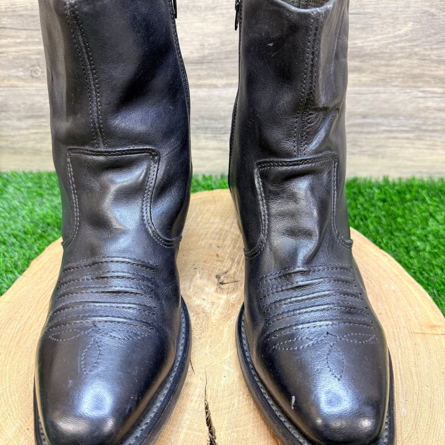 Double H Men - Size 8.5D - Black Zipper Ankle Faux Boots