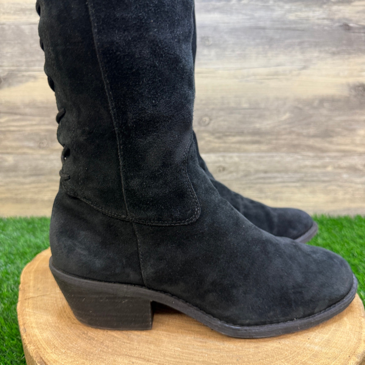 Sofft Women - Size 9.5M - Black Suede Laced Tall Boots Style 34221