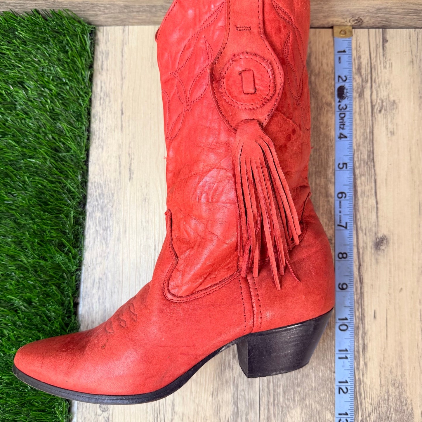 Laredo Women - Size 6M - Red Fringe Tassel Cowboy Boots 38508