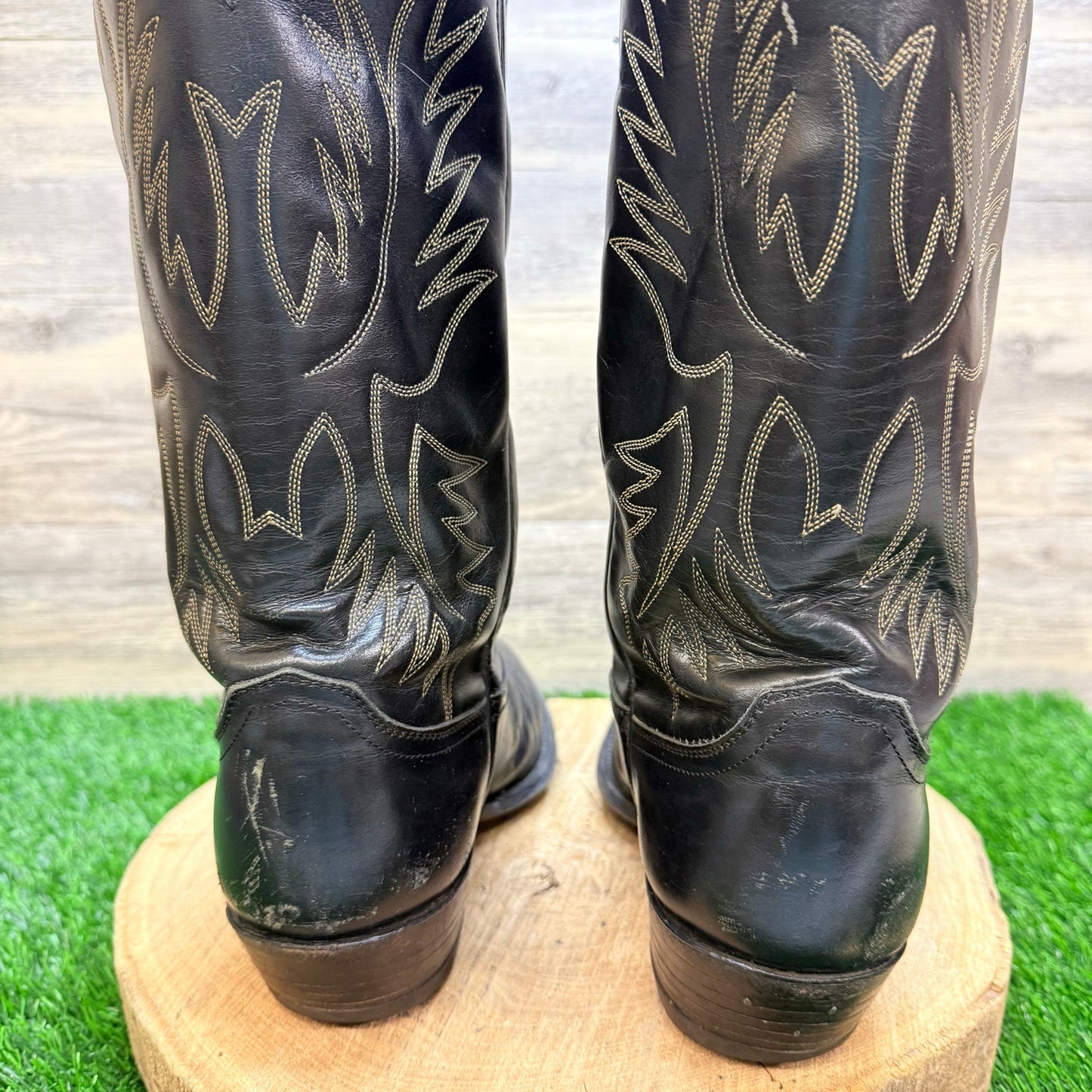 Justin Men - Size 10D - Vintage Black Western Cowboy Boots 2040