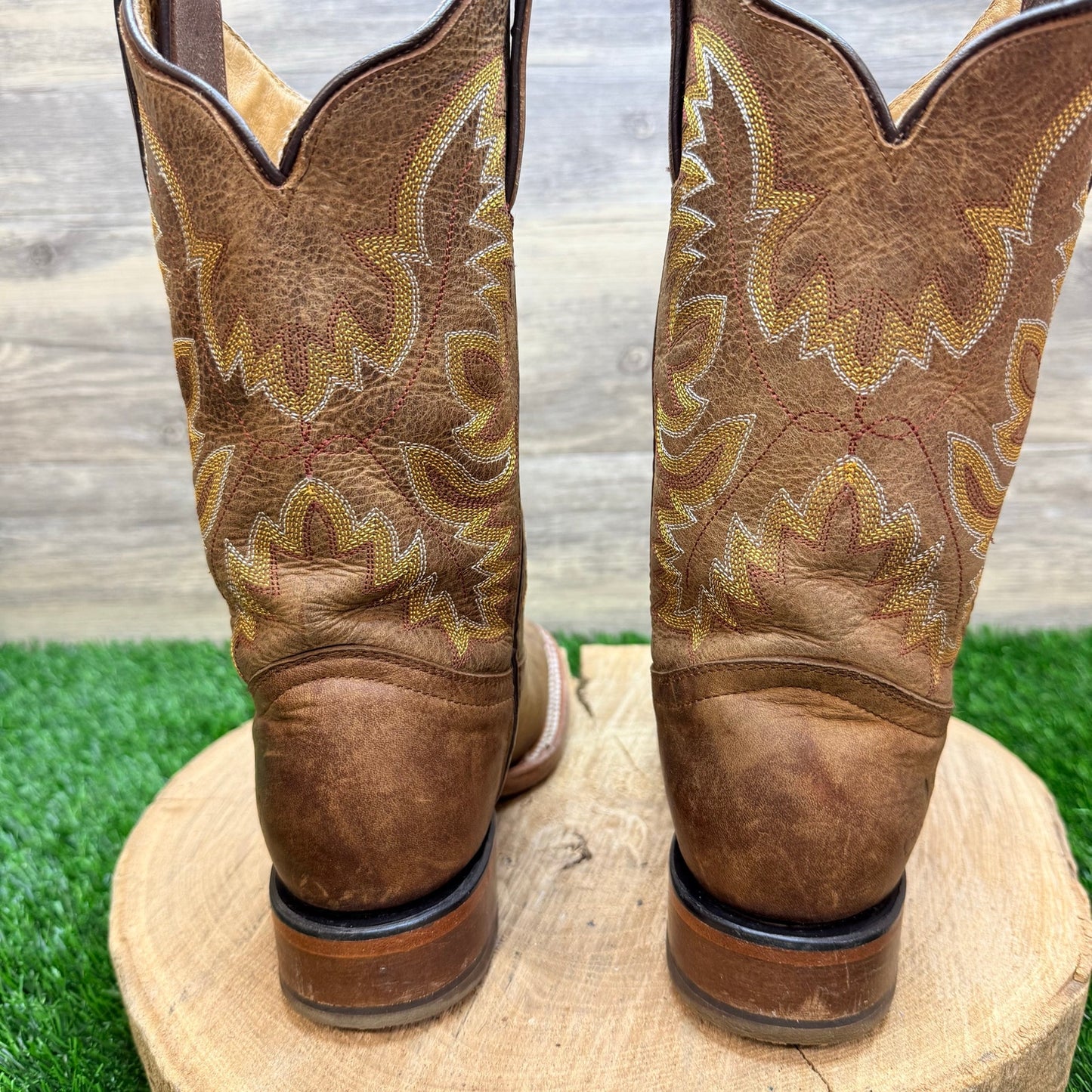 McAllen Youth - Size 5 - Tan Square Toe Western Cowboy Boots 208862