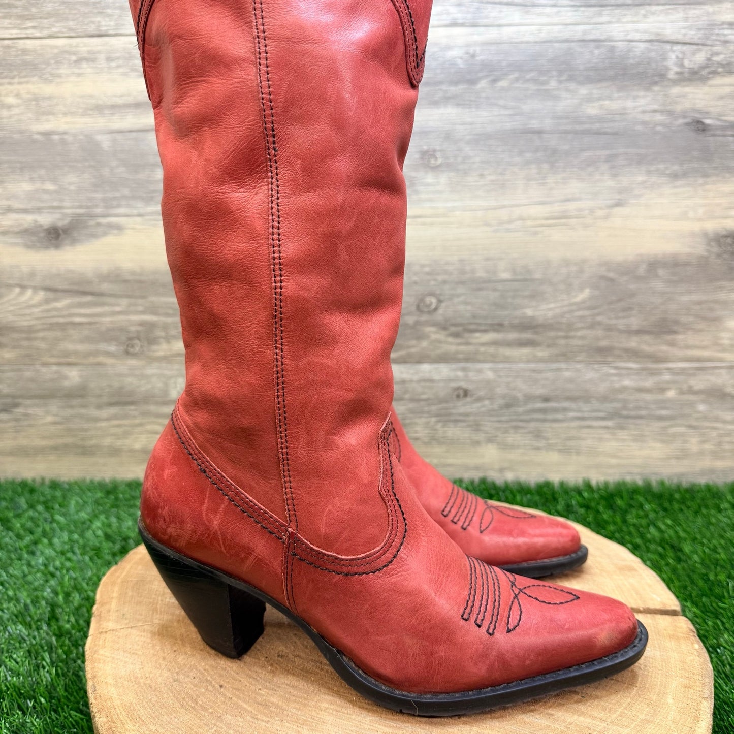 Cathy Jean Women - Size 7M - Red Soft Leather Boots