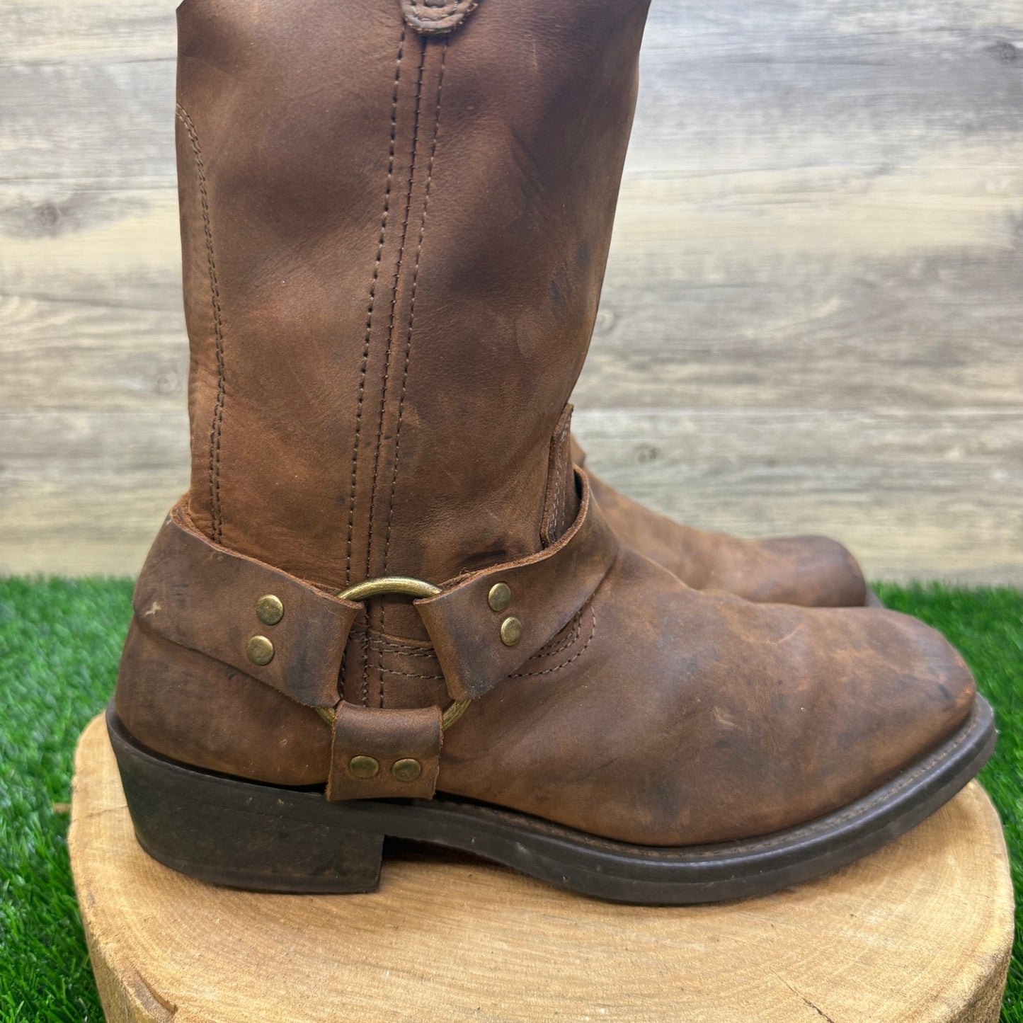 Dingo Men - Size 9EW Brown Gaucho Harness Square Toe Moto Boots DI19074