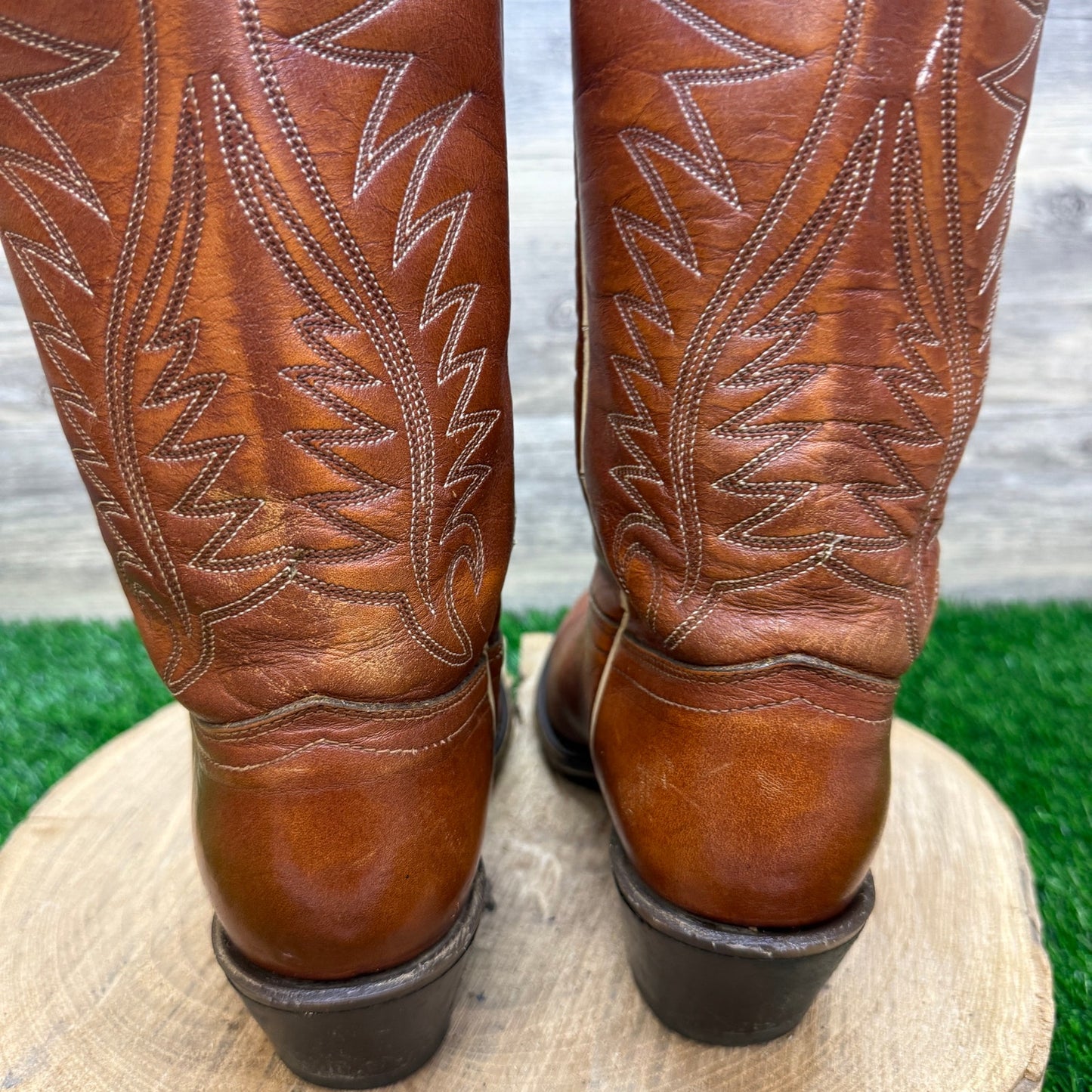Acme Men - Size 6.5C - Vintage Brown/Cream Western Cowboy Boots Style 40375