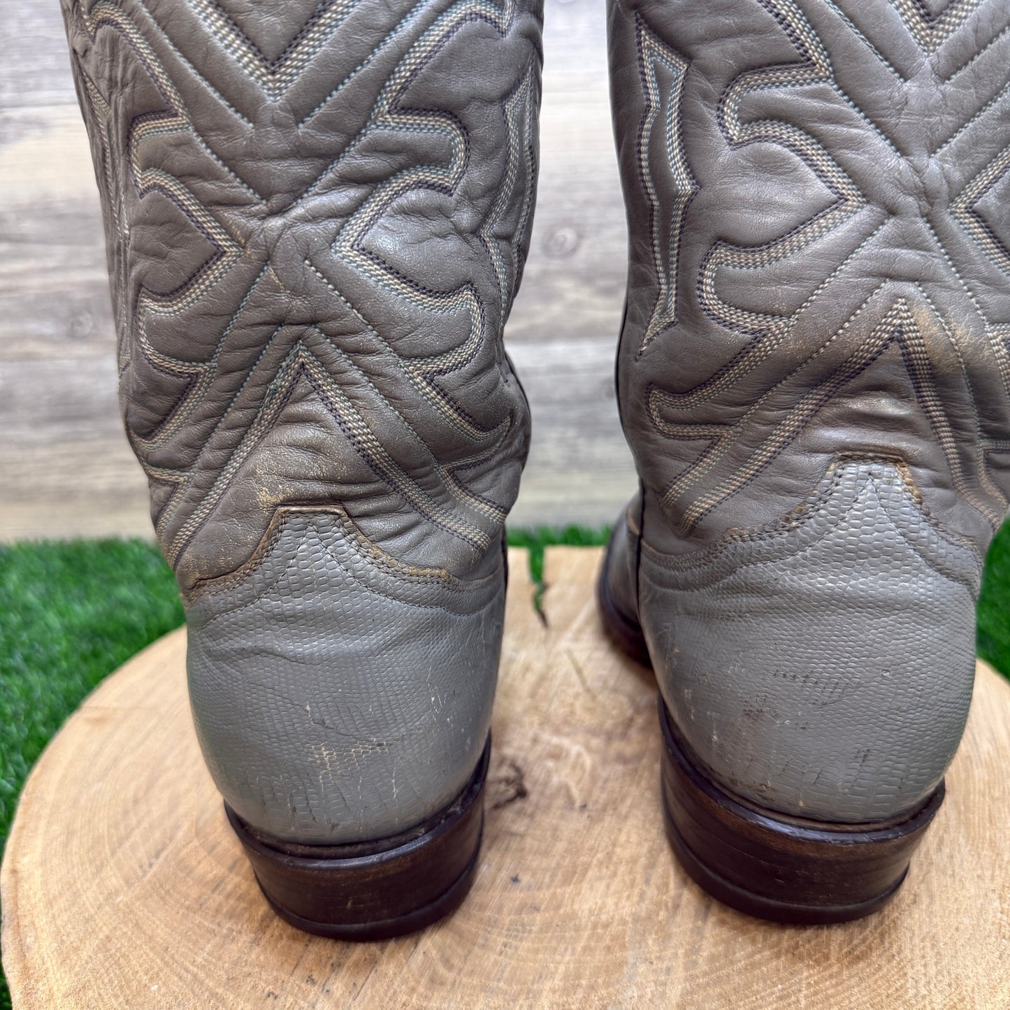 Tony Lama Men - Size 7.5D - Vintage Gray Lizard Cowboy Boots Style 8117