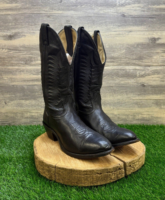 Boulet Men - Size 9.5E - Black Deer Leather Cowboy Boots Style 9502