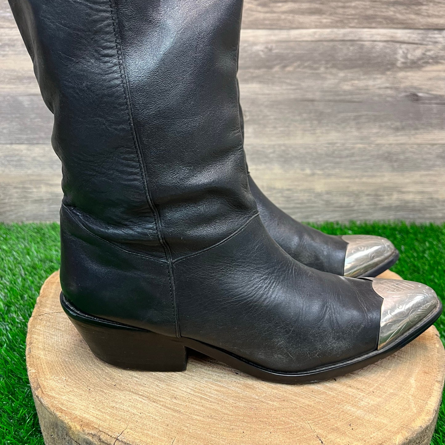 Unknown Women - Size 9B - Black Toe Plate Soft Leather Cowboy Boots Style 334